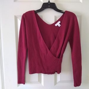 Topshop Dark Red Wrap Sweater
